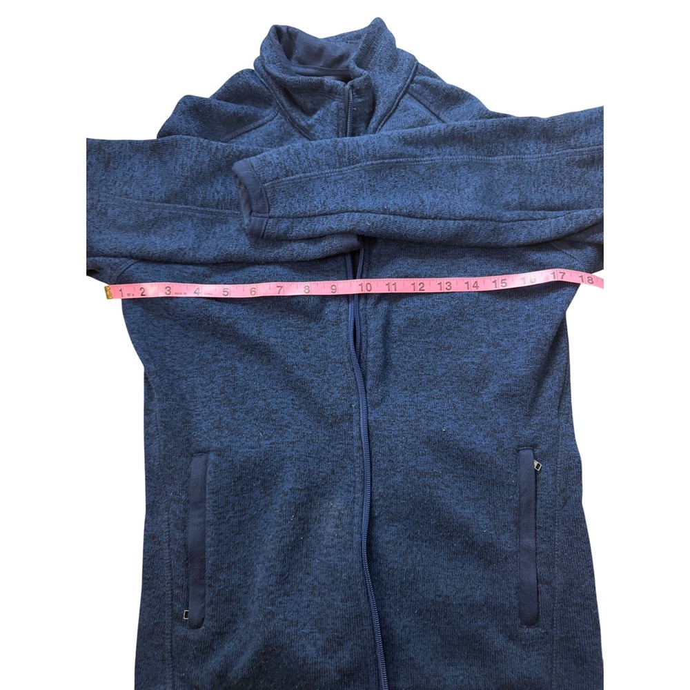 Quince Mens Full Zip Fleece Jacket Navy Blue Sweater Knit Mock Neck Small - Picture 5 of 6